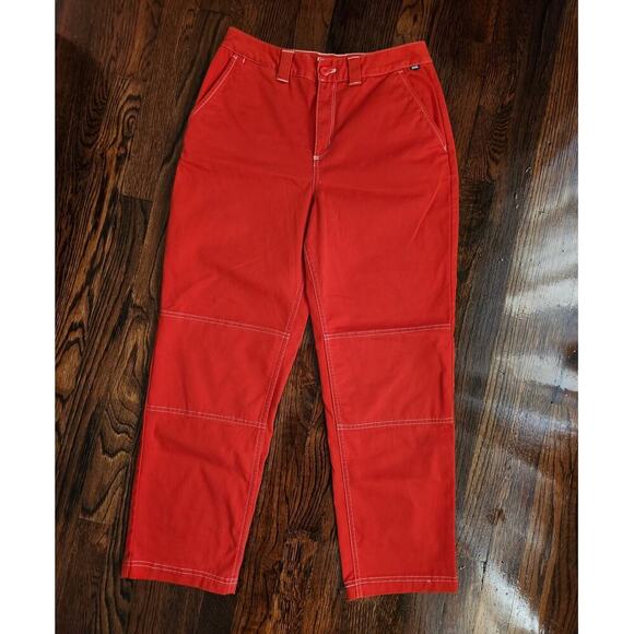Vans Pro Cropped Pants Women's Sz 26" Grenadine Red Chino Skater - Picture 2 of 11